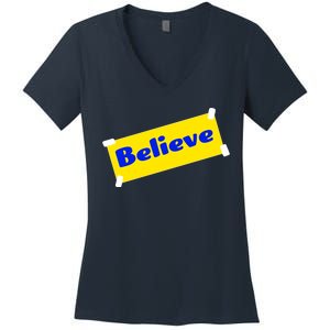 Soccer Believe Faith Coach Richmond Lasso Women's V-Neck T-Shirt