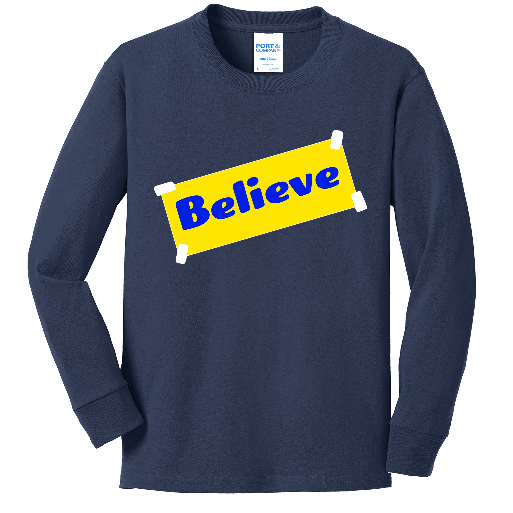 Soccer Believe Faith Coach Kids Long Sleeve Shirt