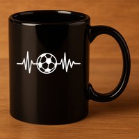 Soccer Futbol Heartbeat Pulse 11oz C Handle Ceramic Mug