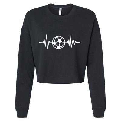 Soccer Futbol Heartbeat Pulse Cropped Pullover Crew