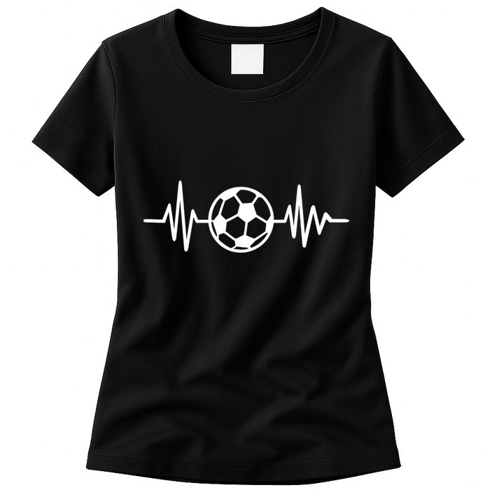 Soccer Futbol Heartbeat Pulse Womens T-Shirt