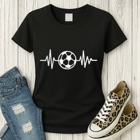 Soccer Futbol Heartbeat Pulse Womens T-Shirt