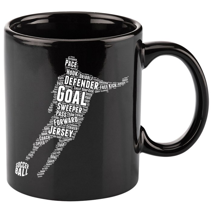 Soccer Futbol Player Word Art 11oz C Handle Ceramic Mug
