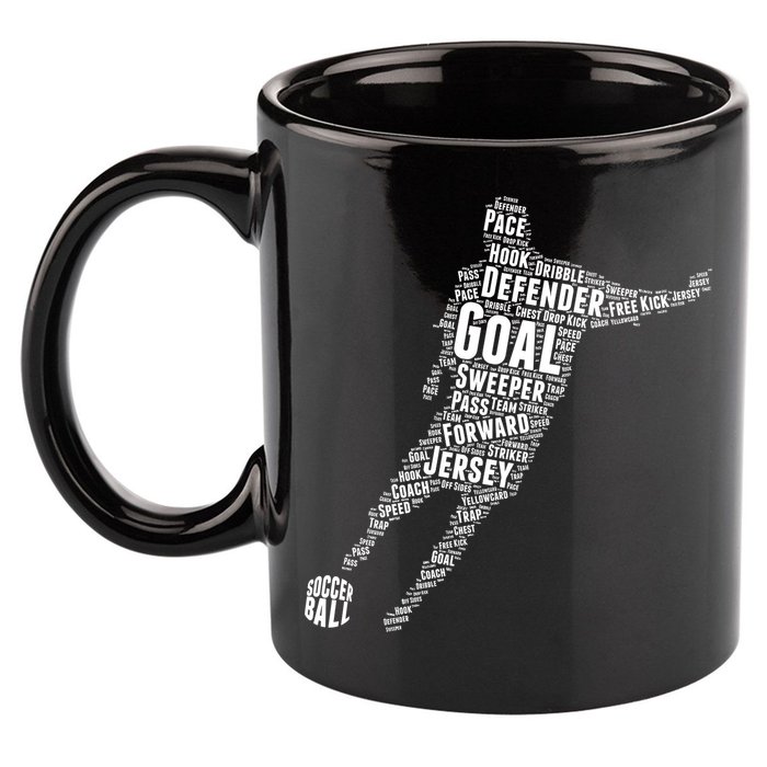 Soccer Futbol Player Word Art 11oz C Handle Ceramic Mug