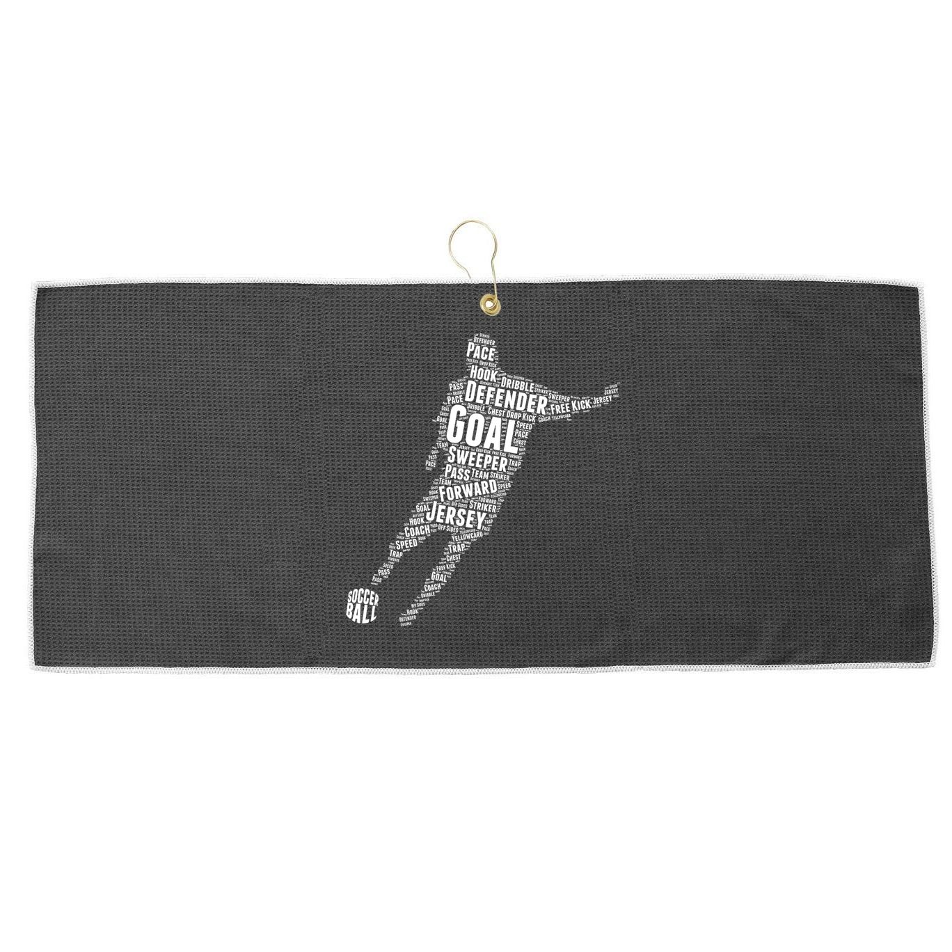 Soccer Futbol Player Word Art Large Microfiber Waffle Golf Towel