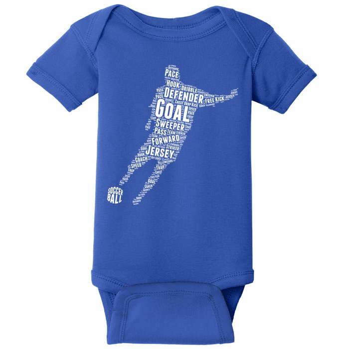 Soccer Futbol Player Word Art Baby Bodysuit