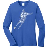 Soccer Futbol Player Word Art Ladies Long Sleeve Shirt