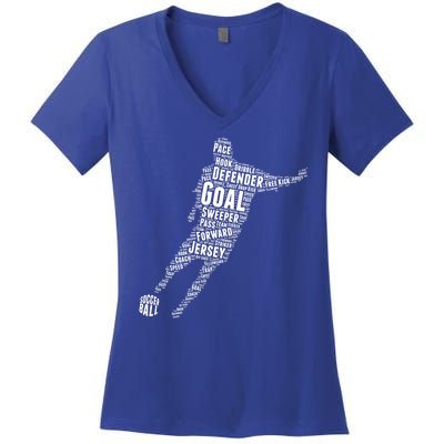 Soccer Futbol Player Word Art Women's V-Neck T-Shirt