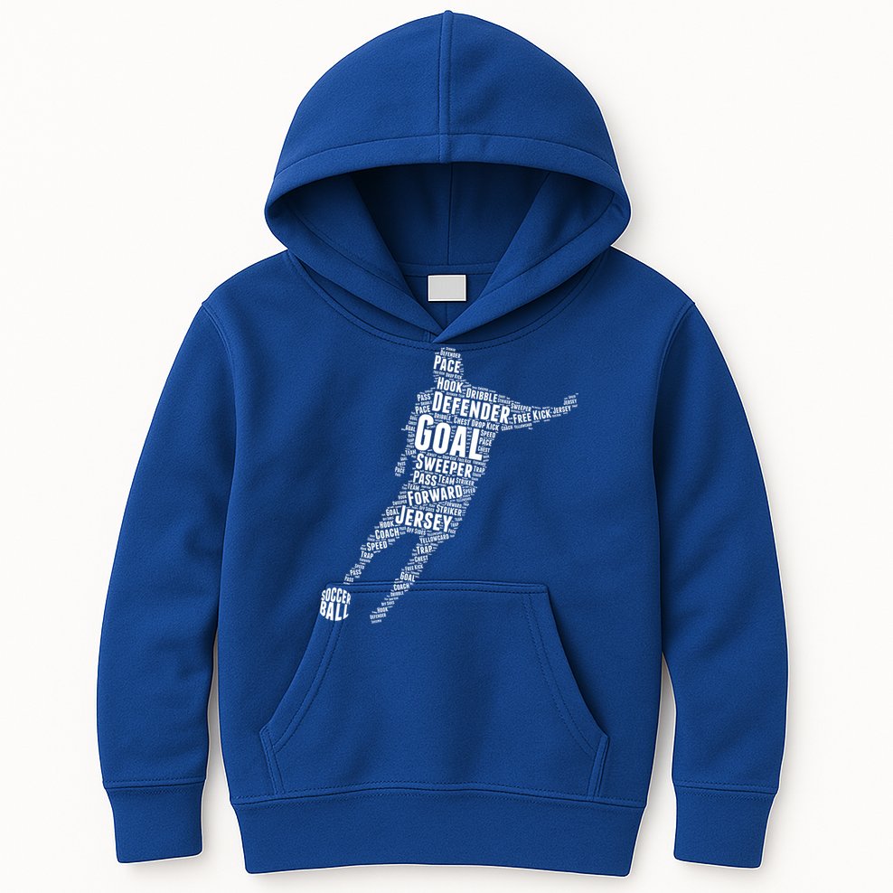 Soccer Futbol Player Word Art Kids Hoodie