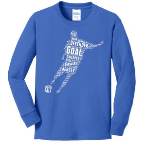 Soccer Futbol Player Word Art Kids Long Sleeve Shirt