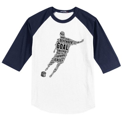 Soccer Futbol Player Word Art Baseball Sleeve Shirt