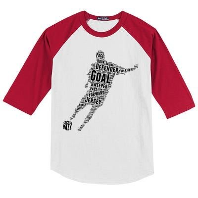 Soccer Futbol Player Word Art Kids Colorblock Raglan Jersey