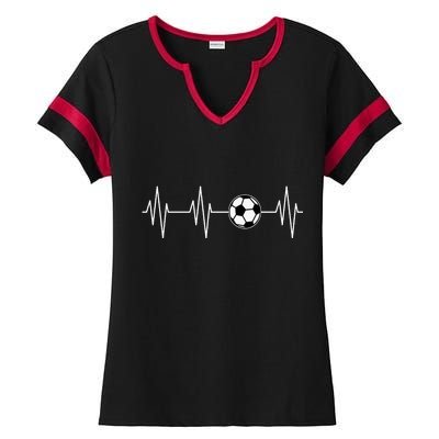 Soccer Heart Beat Ladies Halftime Notch Neck Tee