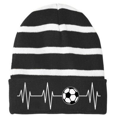 Soccer Heart Beat Striped Beanie with Solid Band