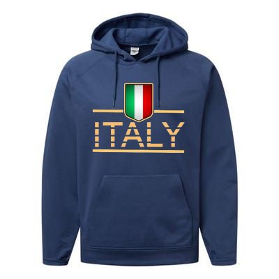 Soccer Italian Flag Italy Fan Logo Performance Fleece Hoodie