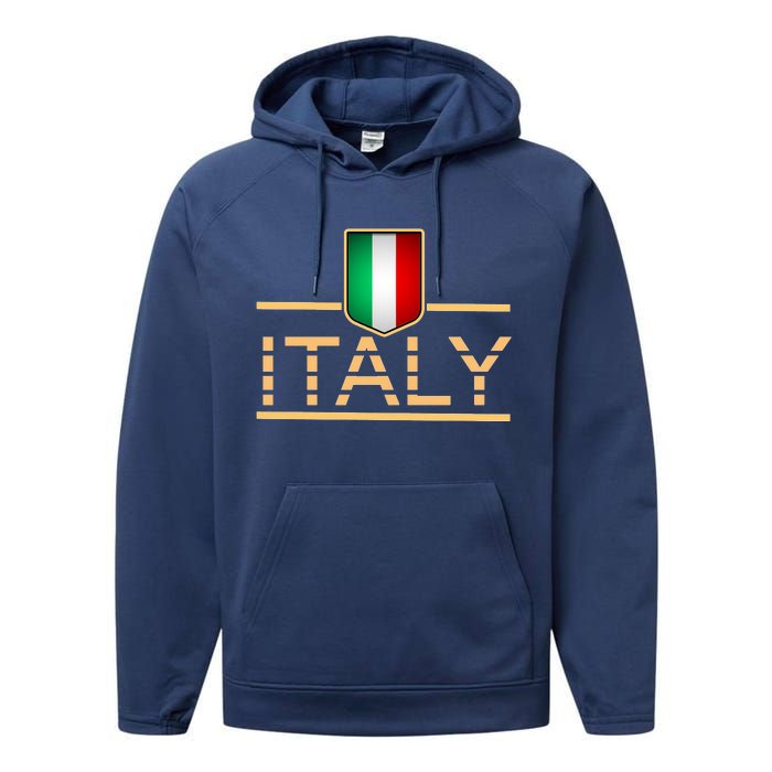 Soccer Italian Flag Italy Fan Logo Performance Fleece Hoodie