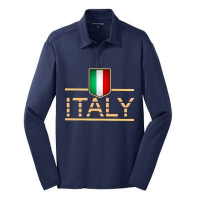 Soccer Italian Flag Italy Fan Logo Silk Touch Performance Long Sleeve Polo