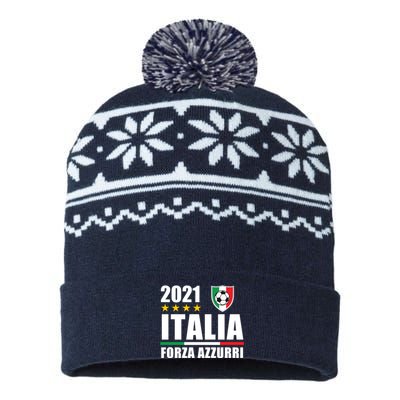 Soccer Italian Forza Azzurri Italian Pride USA-Made Snowflake Beanie