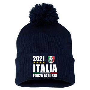 Soccer Italian Forza Azzurri Italian Pride Pom Pom 12in Knit Beanie