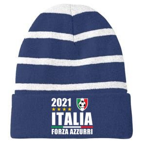 Soccer Italian Forza Azzurri Italian Pride Striped Beanie with Solid Band