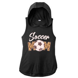 Soccer Mom Stylish Leopard Print Ladies PosiCharge Tri-Blend Wicking Draft Hoodie Tank