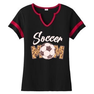 Soccer Mom Stylish Leopard Print Ladies Halftime Notch Neck Tee