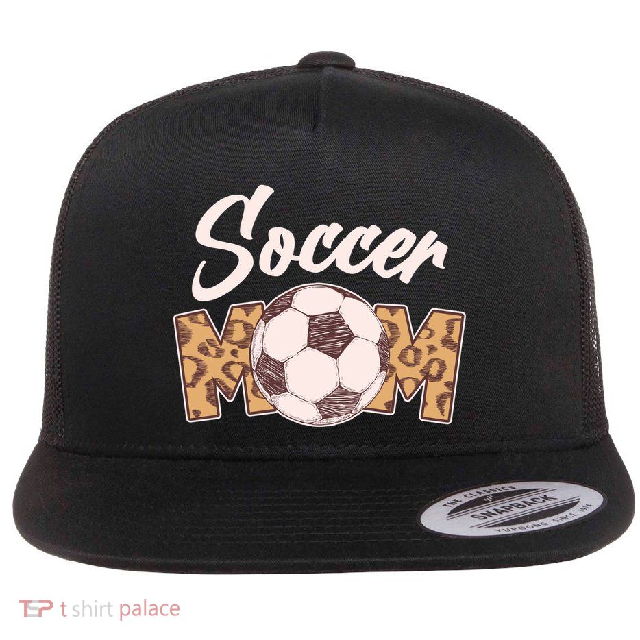 Soccer Mom Stylish Leopard Print Flat Bill Trucker Hat