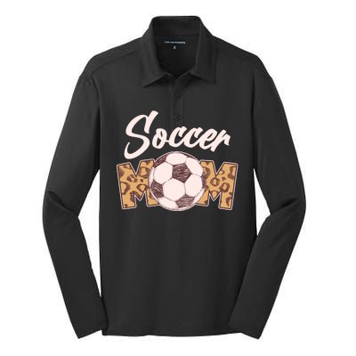 Soccer Mom Stylish Leopard Print Silk Touch Performance Long Sleeve Polo