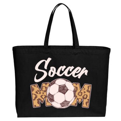 Soccer Mom Stylish Leopard Print Cotton Canvas Jumbo Tote