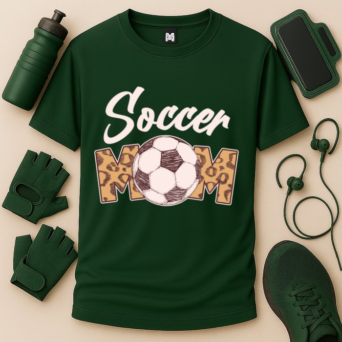 Soccer Mom Stylish Leopard Print Cooling Performance Crew T-Shirt