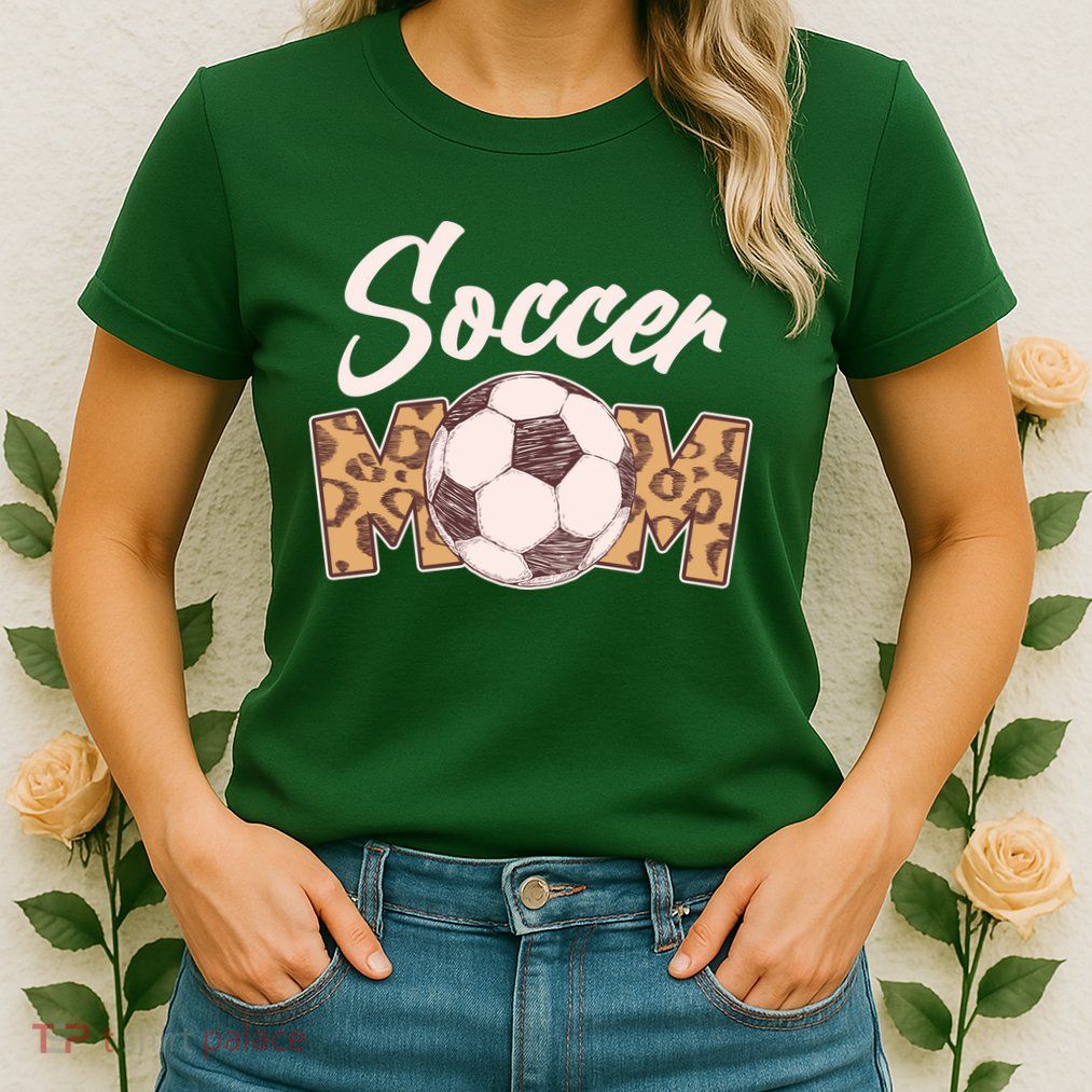 Soccer Mom Stylish Leopard Print Womens T-Shirt