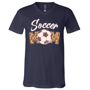 Soccer Mom Stylish Leopard Print V-Neck T-Shirt