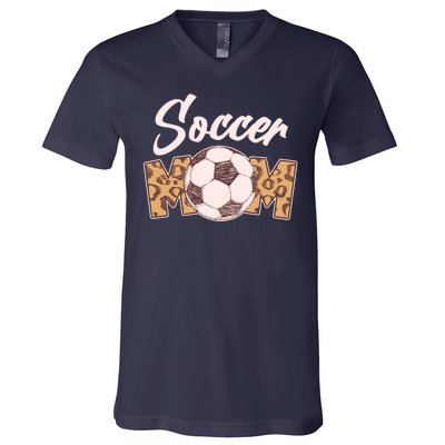 Soccer Mom Stylish Leopard Print V-Neck T-Shirt