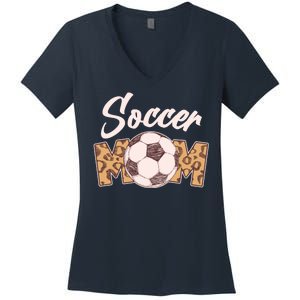 Soccer Mom Stylish Leopard Print Women's V-Neck T-Shirt