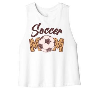 Soccer Mom Stylish Leopard Print Women's Racerback Cropped Tank