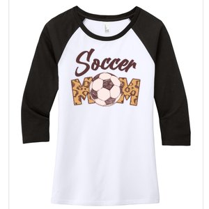 Soccer Mom Stylish Leopard Print Women's Tri-Blend 3/4-Sleeve Raglan Shirt