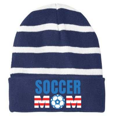 Soccer Mom USA Striped Beanie with Solid Band