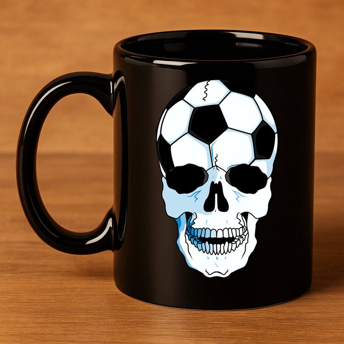 Soccer Skull 11oz C Handle Ceramic Mug