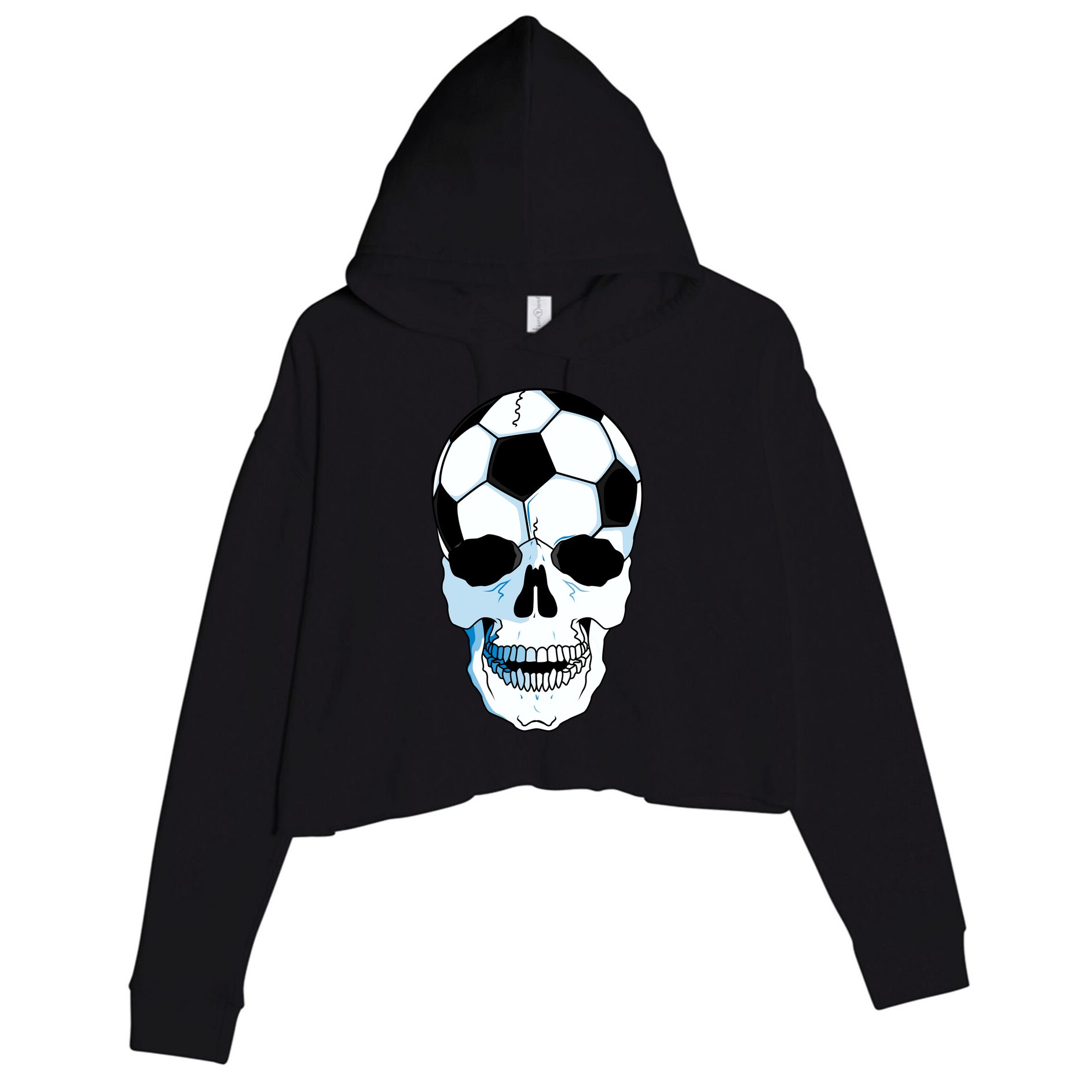 Soccer Skull Crop Fleece Hoodie