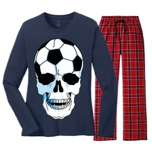 Soccer Skull Women's Long Sleeve Flannel Pajama Set 