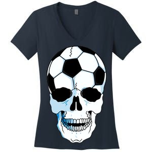 Soccer Skull Women's V-Neck T-Shirt