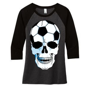 Soccer Skull Women's Tri-Blend 3/4-Sleeve Raglan Shirt