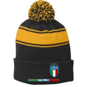 Soccer Team Championship Italia Italy Logo Stripe Pom Pom Beanie