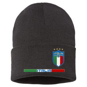 Soccer Team Championship Italia Italy Logo Sustainable Knit Beanie