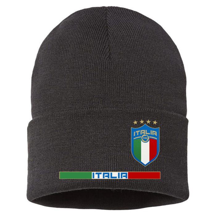 Soccer Team Championship Italia Italy Logo Sustainable Knit Beanie