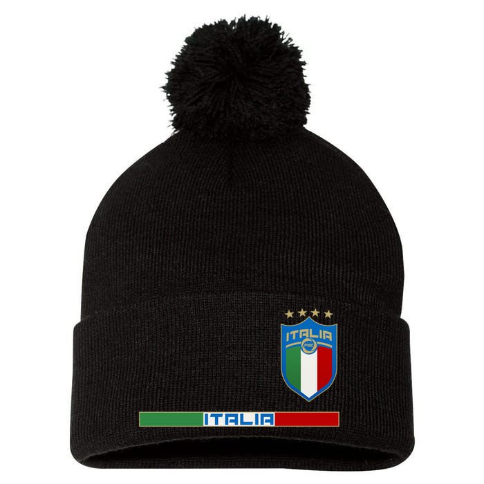 Soccer Team Championship Italia Italy Logo Pom Pom 12in Knit Beanie