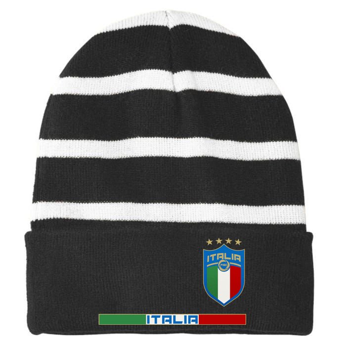 Soccer Team Championship Italia Italy Logo Striped Beanie with Solid Band