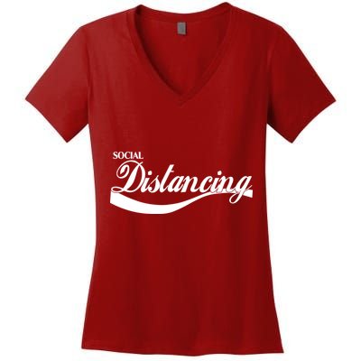 Social Distancing Cola Logo Women's V-Neck T-Shirt