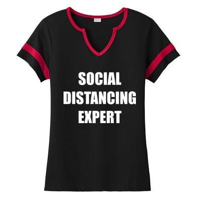 Social Distancing Expert Ladies Halftime Notch Neck Tee