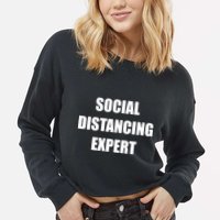 Social Distancing Expert Cropped Pullover Crew